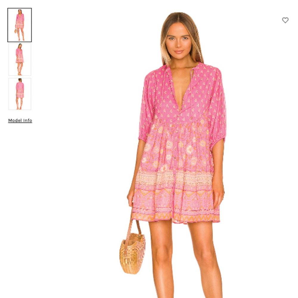 NWT Spell & the Gypsy Collective - UTOPIA TUNIC MINI DRESS - FLAMINGO XXS